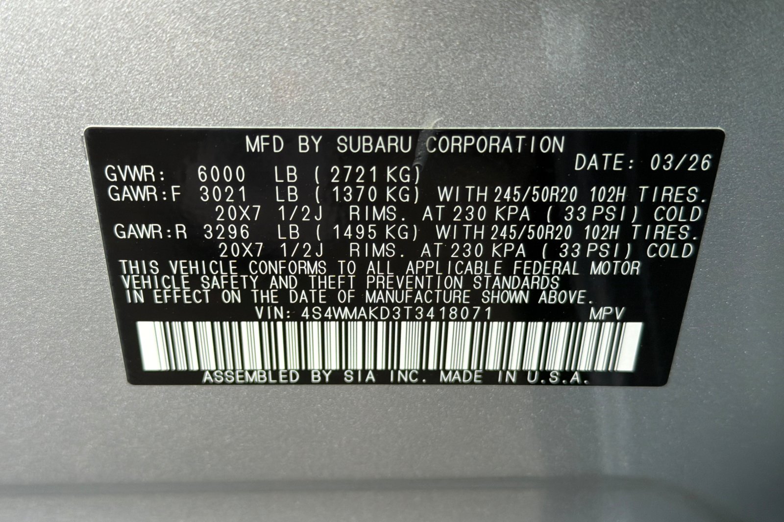 New 2026 ICE SILVER METALLIC Subaru Touring 7-Passenger image 27