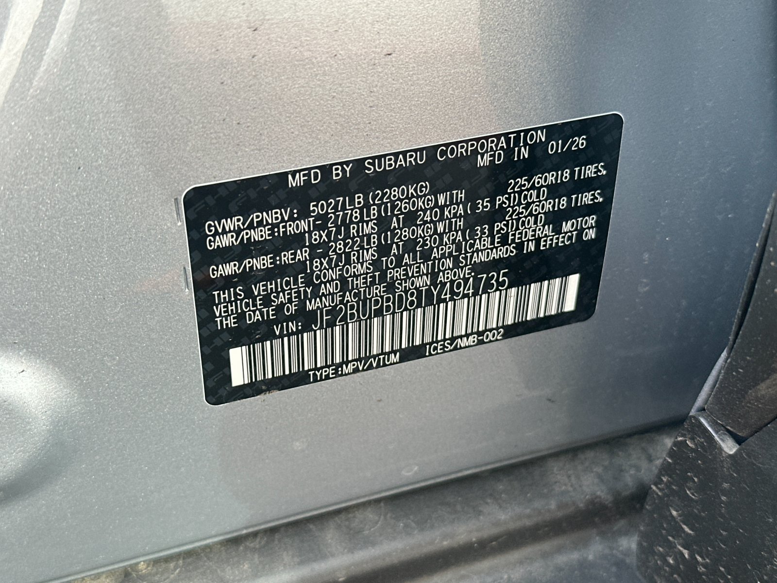 New 2026 Ice Silver Metallic Subaru Premium image 29