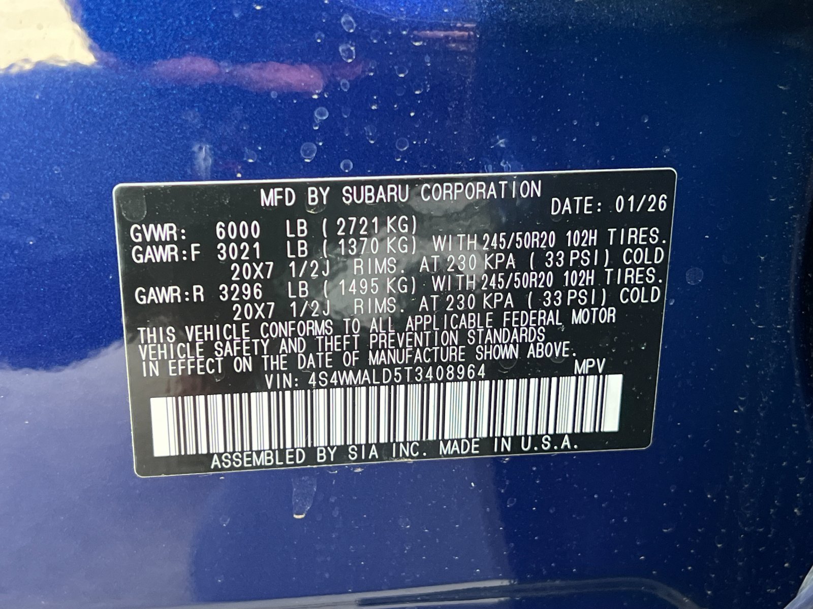 New 2026 SAPPHIRE BLUE PEARL Subaru Onyx Edition Touring 7-Passenger image 29