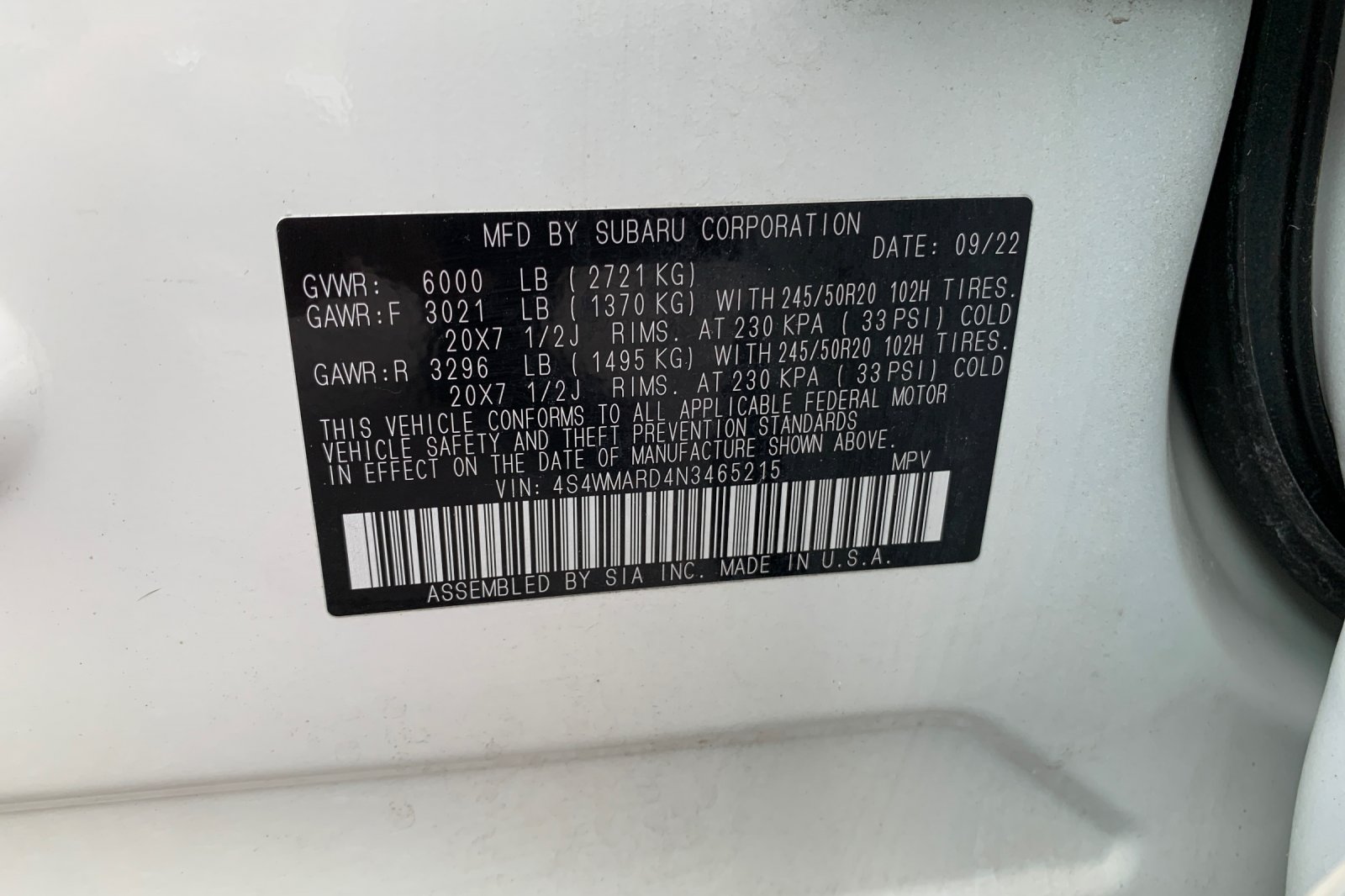 Used 2022 White Subaru Touring image 37