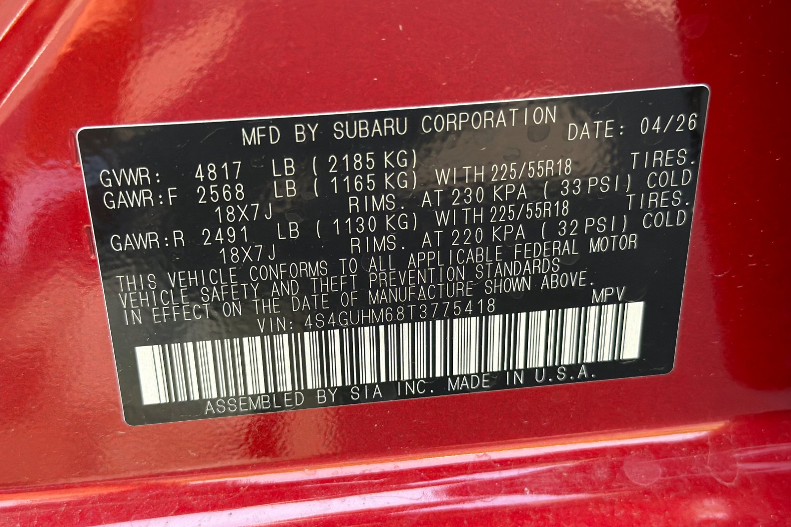 New 2026 LITHIUM RED PEARL Subaru Limited image 27
