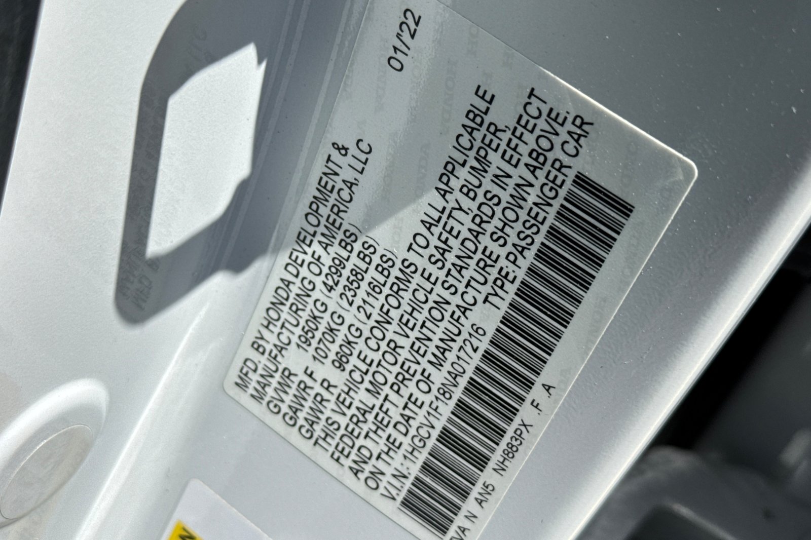 Certified Used 2022 Platinum White Pearl Honda LX image 27