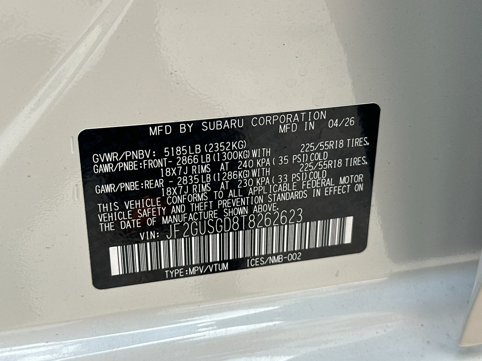 New 2026 CRYSTAL WHITE PEARL Subaru Sport Hybrid image 29