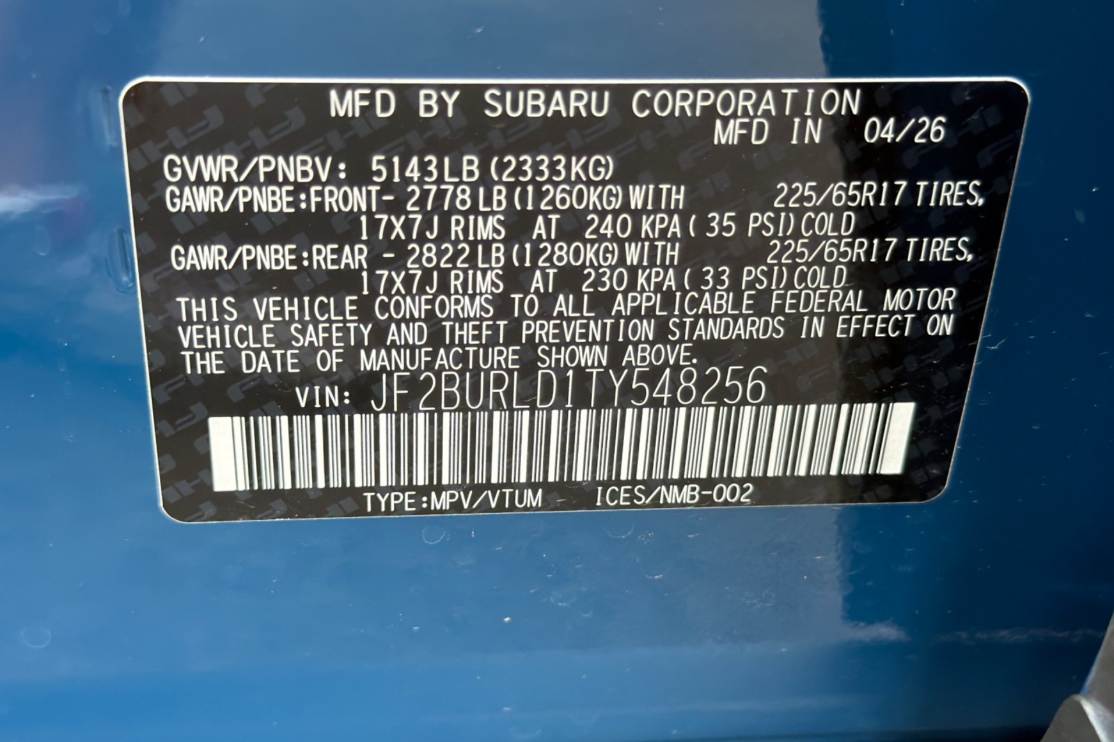 New 2026 GEYSER BLUE Subaru Wilderness image 27