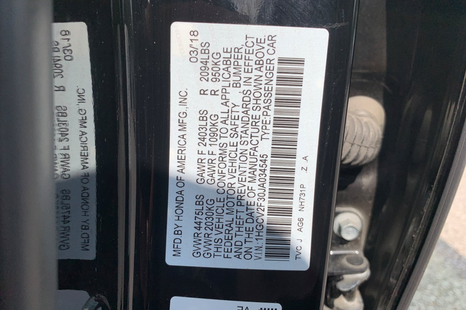 Certified Used 2018 Black Honda Sport 2.0T image 26