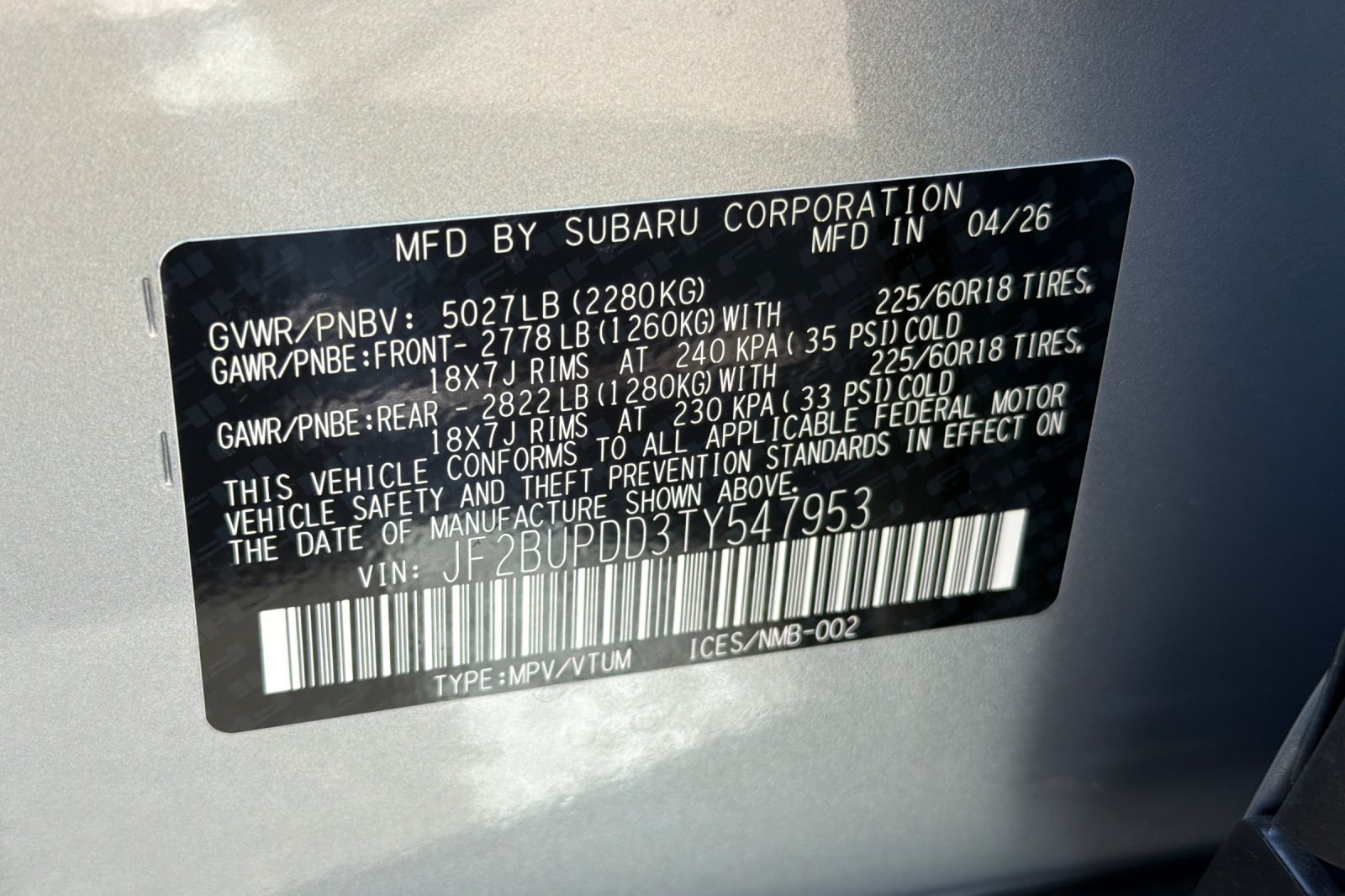 New 2026 ICE SILVER METALLIC Subaru Limited image 28