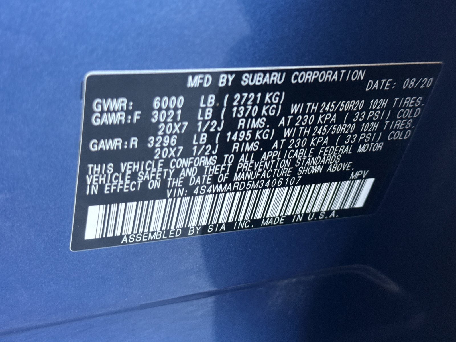 Used 2021 Blue Subaru Touring image 29