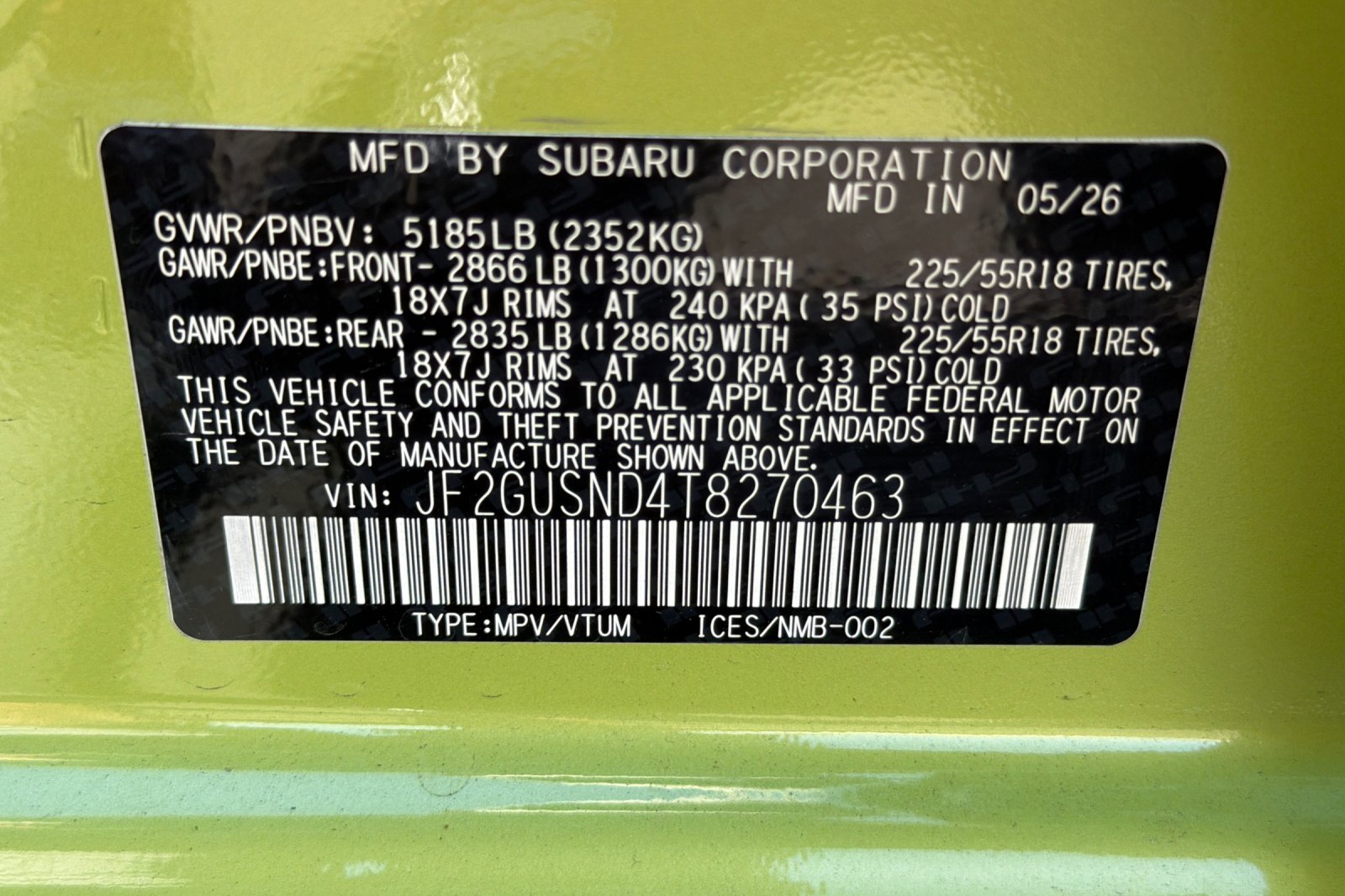 New 2026 CITRON YELLOW PEARL Subaru Limited Hybrid image 27