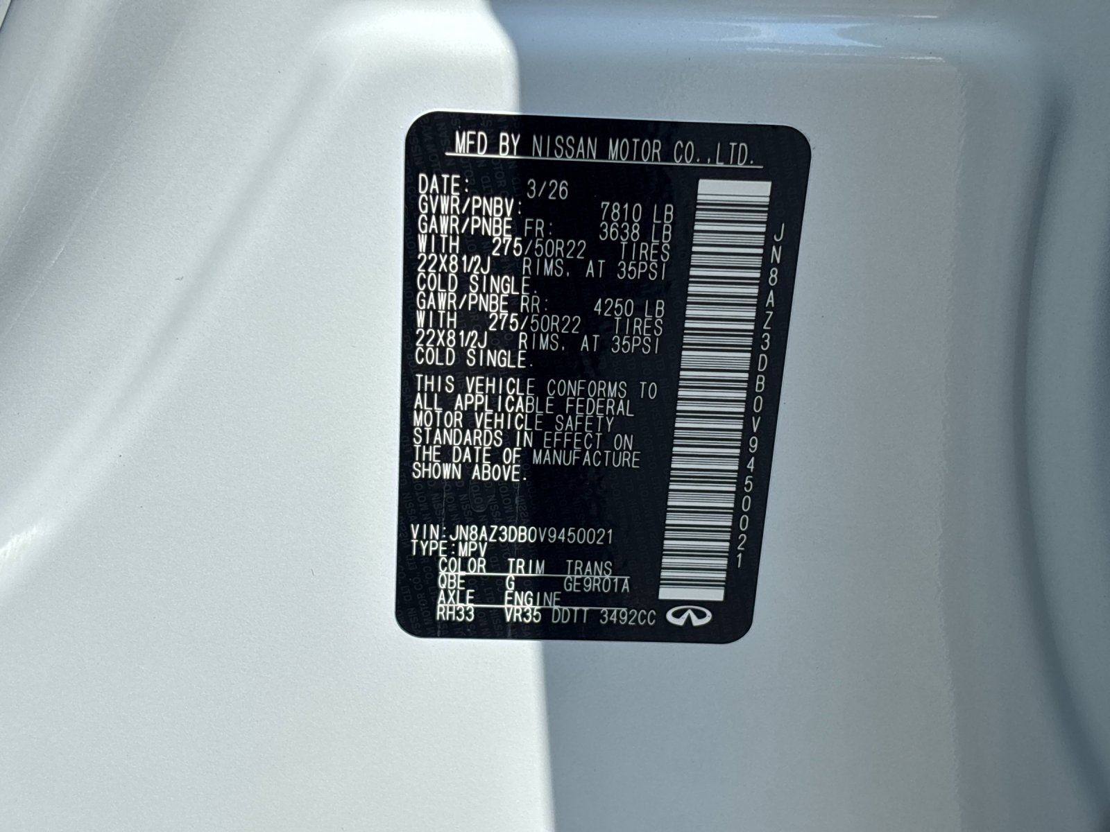 New 2027 RADIANT WHITE INFINITI Sport 4WD image 12