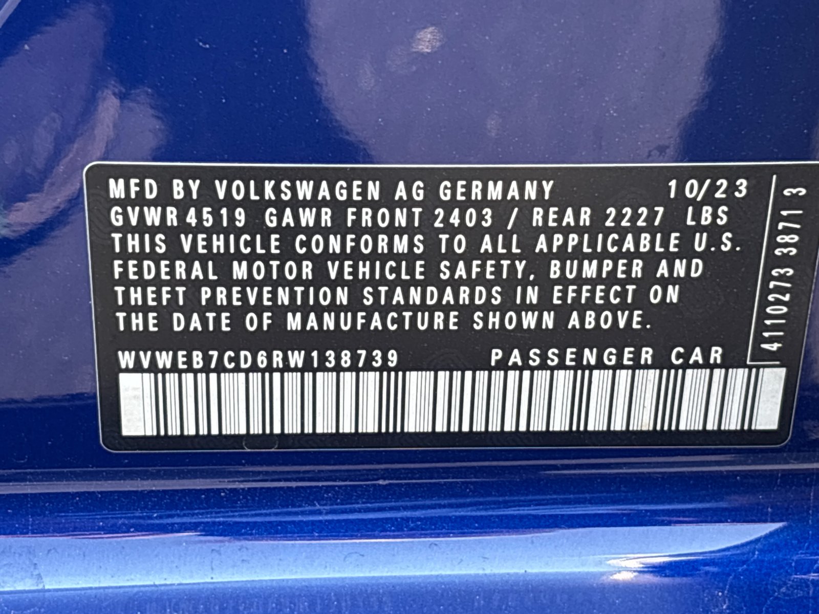 Used 2024 Lapiz Blue Metallic Volkswagen SUN image 12