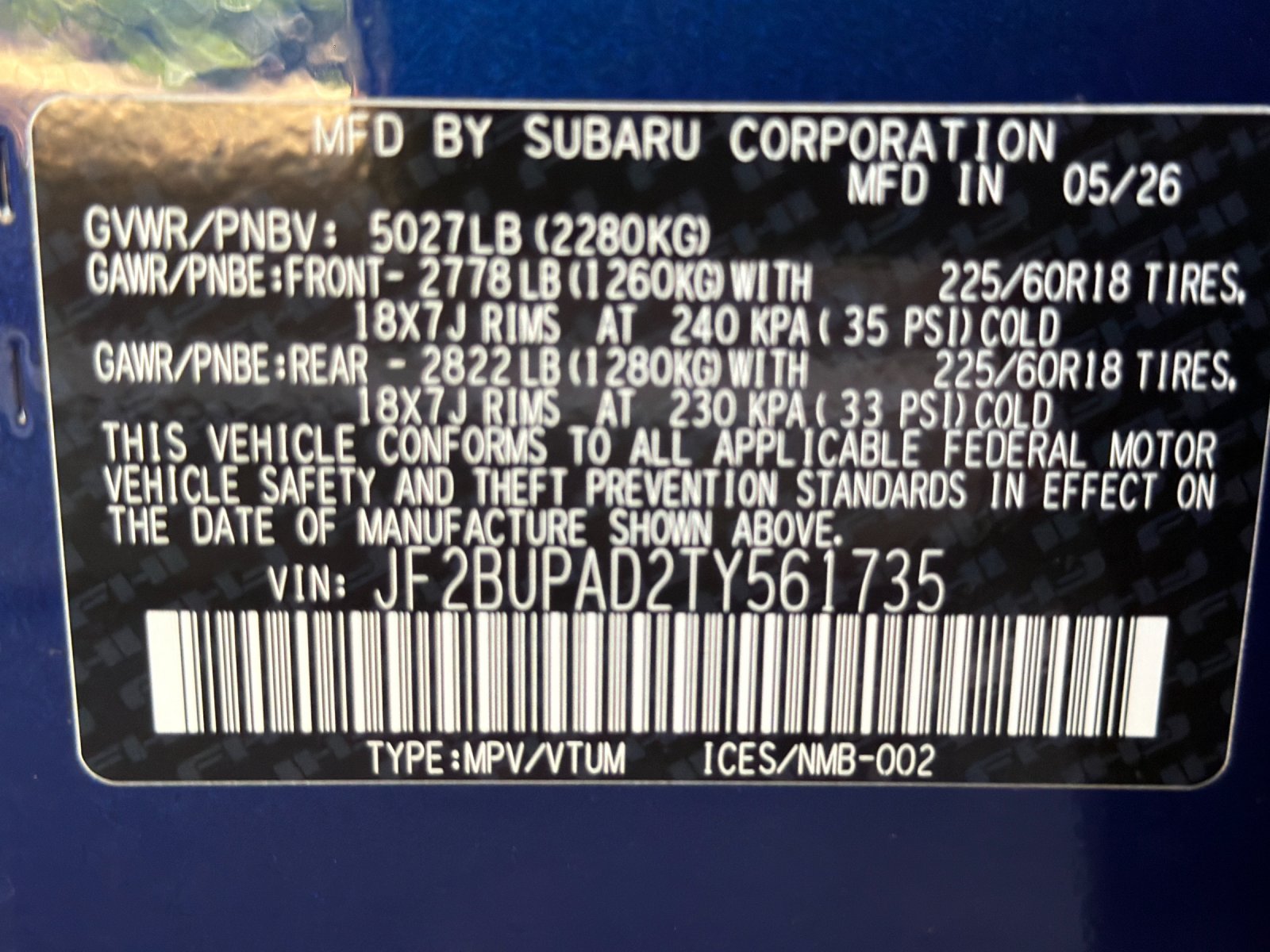 New 2026 SAPPHIRE BLUE PEARL Subaru Premium image 28