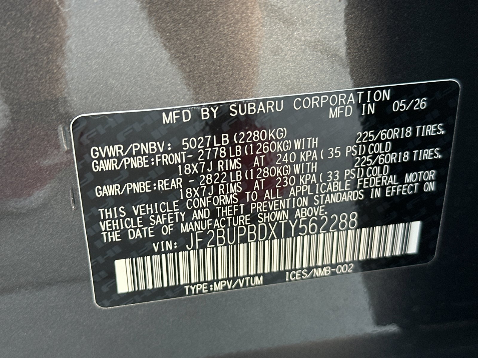New 2026 MAGNETITE GRAY METALLIC Subaru Premium image 29