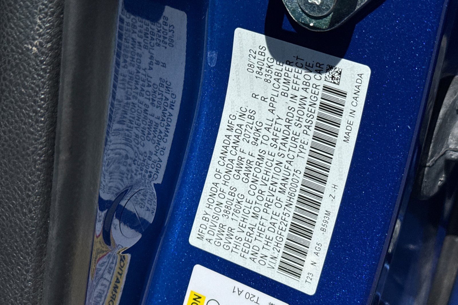 Certified Used 2022 Aegean Blue Metallic Honda SPORT image 27