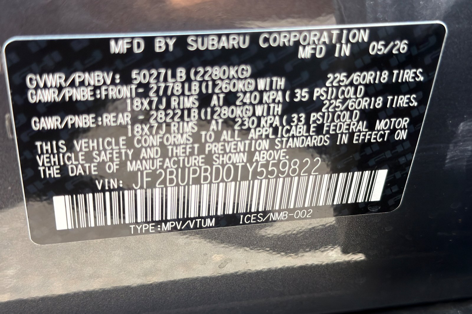 New 2026 MAGNETITE GRAY METALLIC Subaru Premium image 27