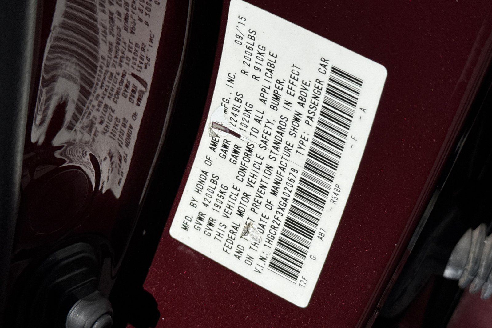 Certified Used 2016 San Marino Red Honda LX image 26