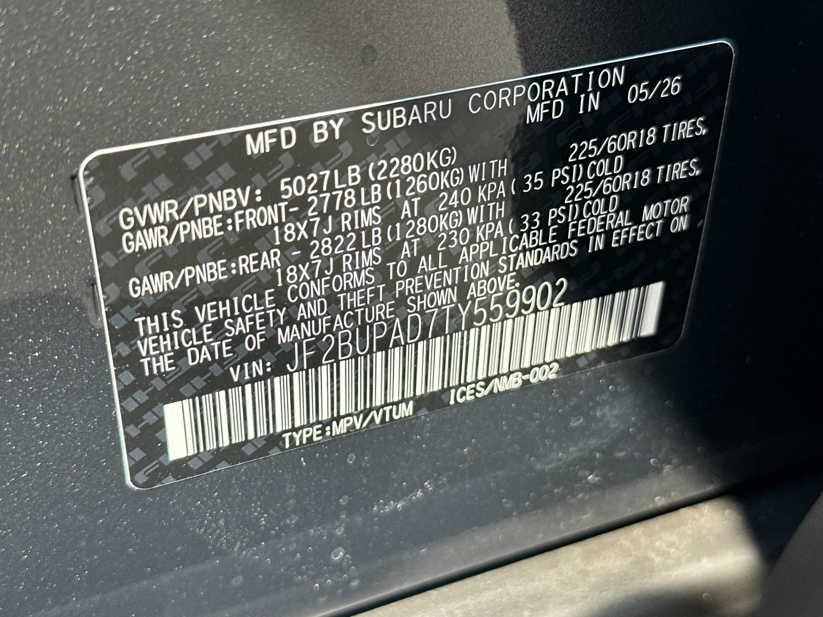 New 2026 MAGNETITE GRAY METALLIC Subaru Premium image 28