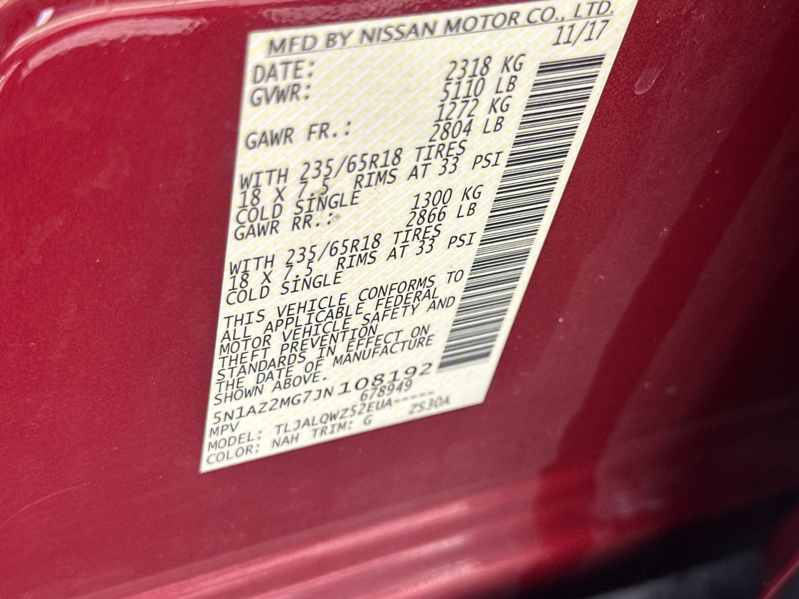 Used 2018 Cayenne Red Metallic Nissan SV 4D Sport Utility image 36