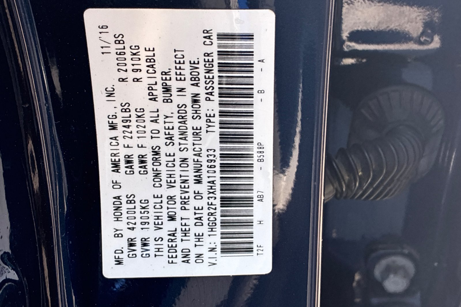 Used 2017 Obsidian Blue Pearl Honda LX image 25