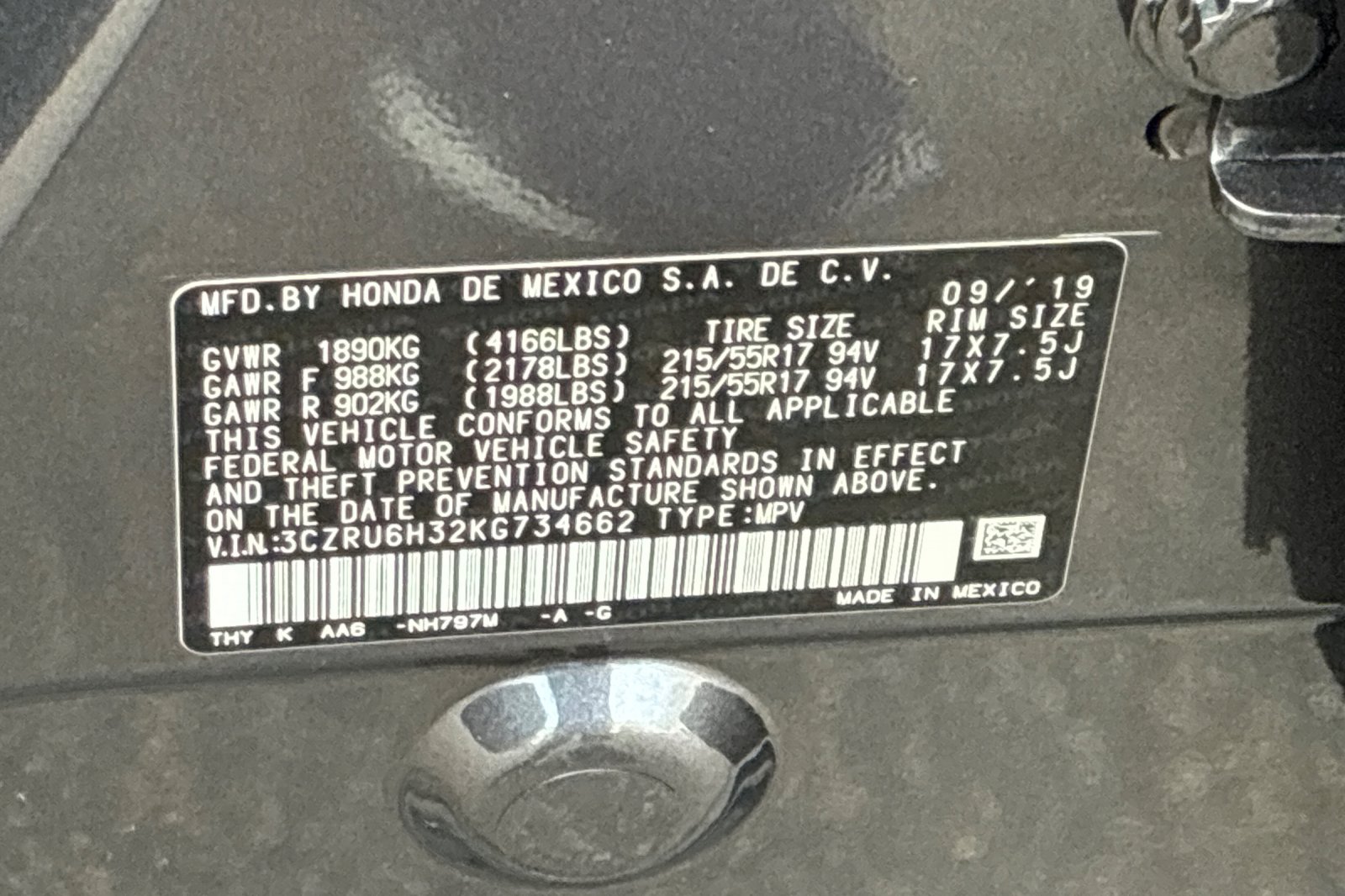 Used 2019 Modern Steel Metallic Honda LX image 43