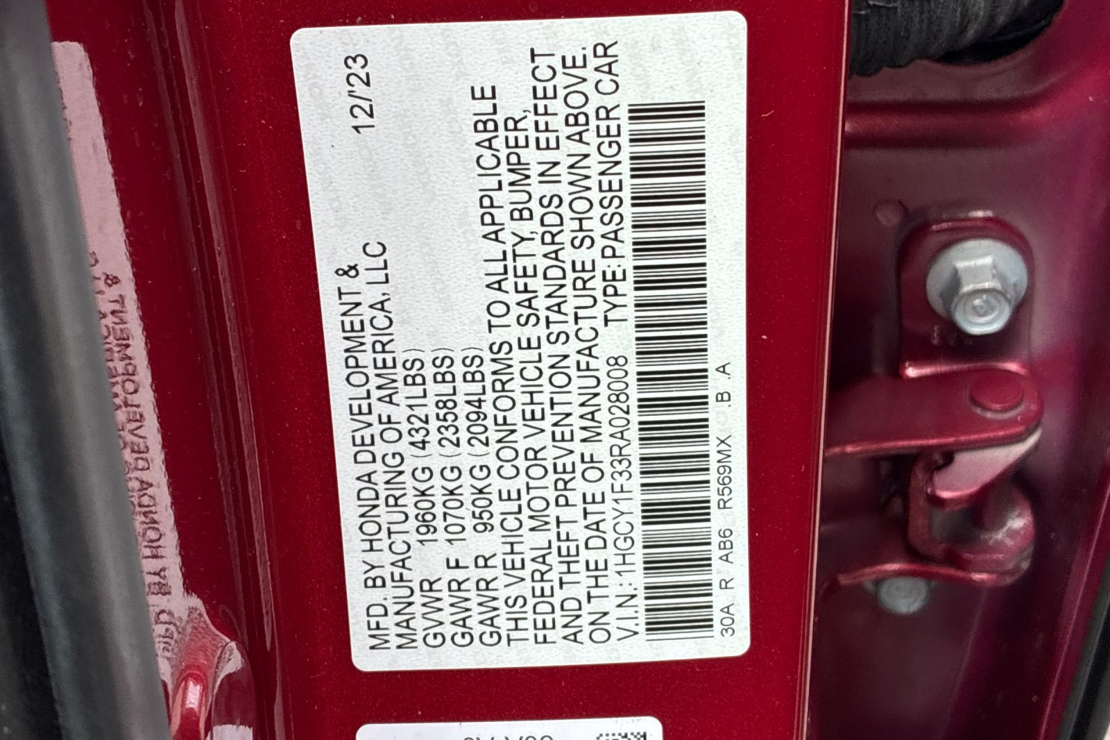 Used 2024 Radiant Red Metallic Honda EX image 26