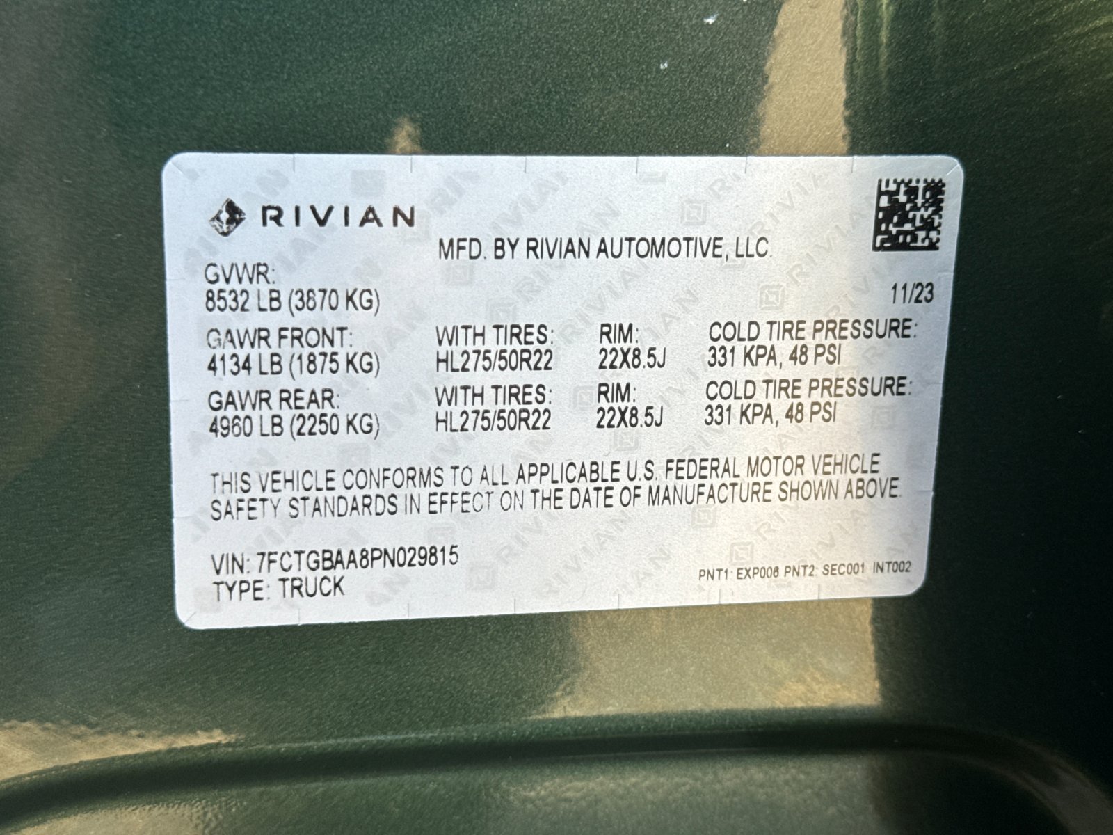 Used 2023 Forest Green Rivian Adventure Dual Motor Large Pack 4D Crew Cab image 33