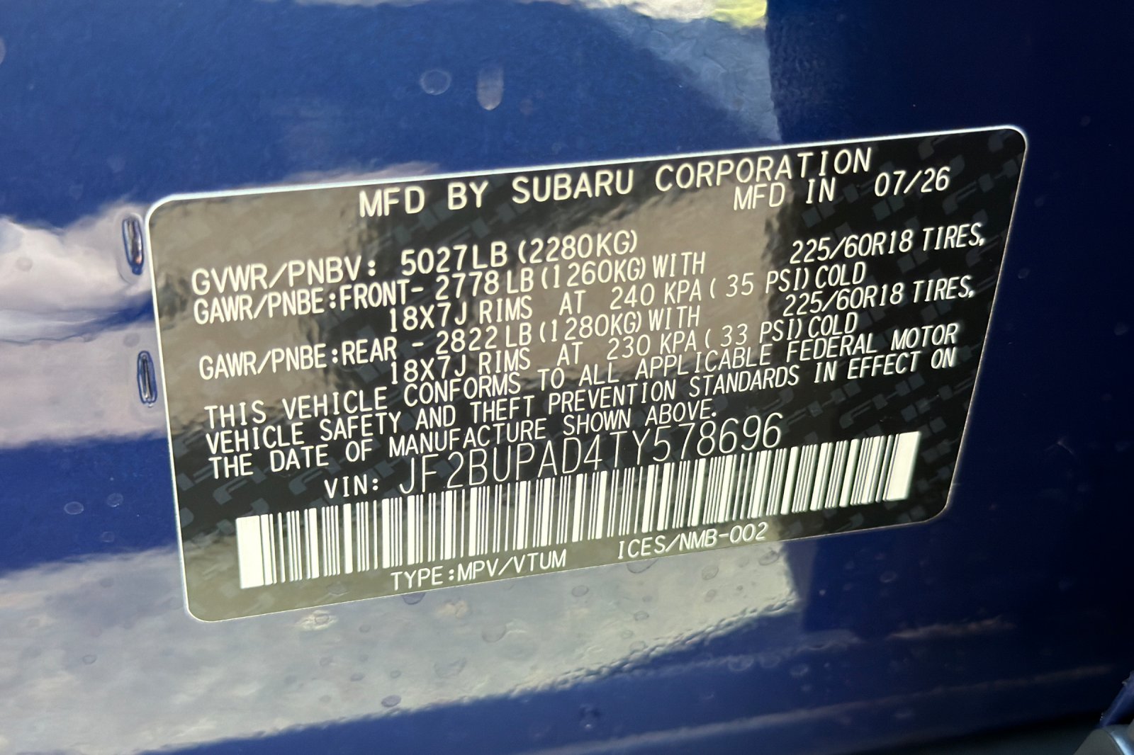 New 2026 SAPPHIRE BLUE PEARL Subaru Premium image 27