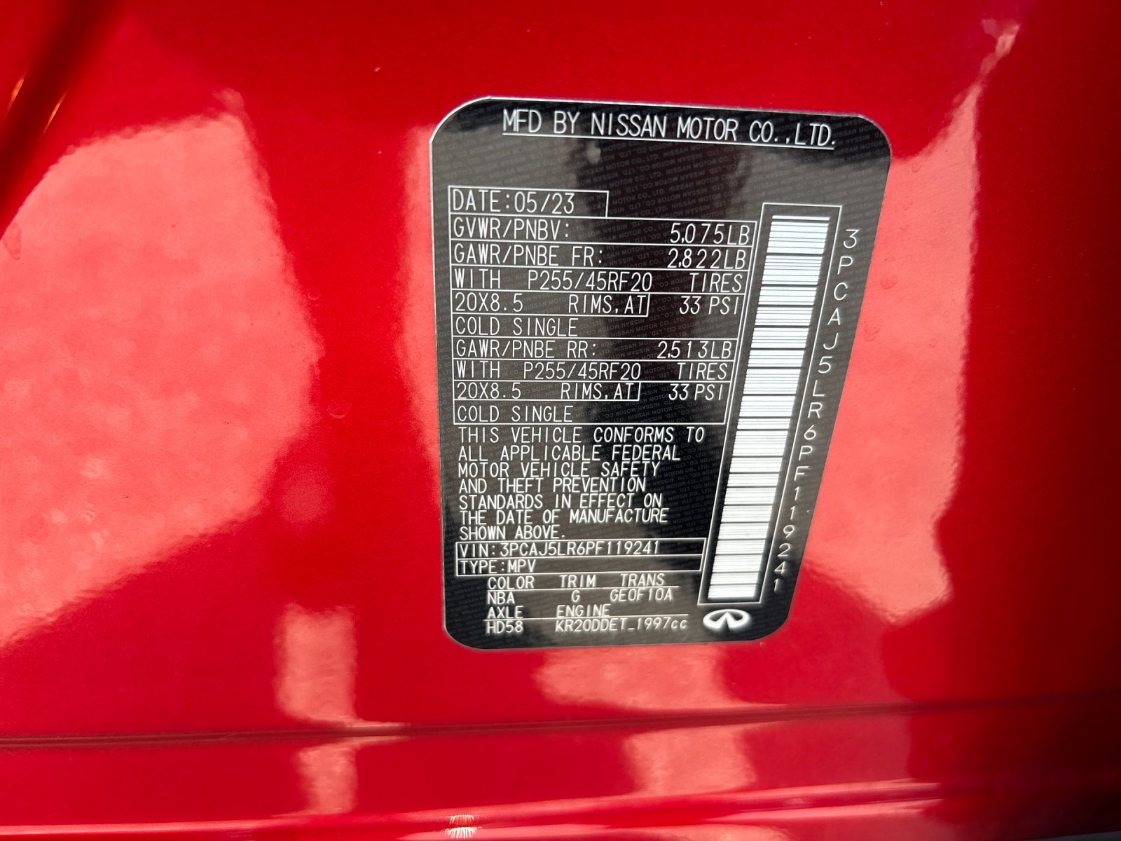 Certified Used 2023 Dynamic Sunstone Red INFINITI SENSORY image 12