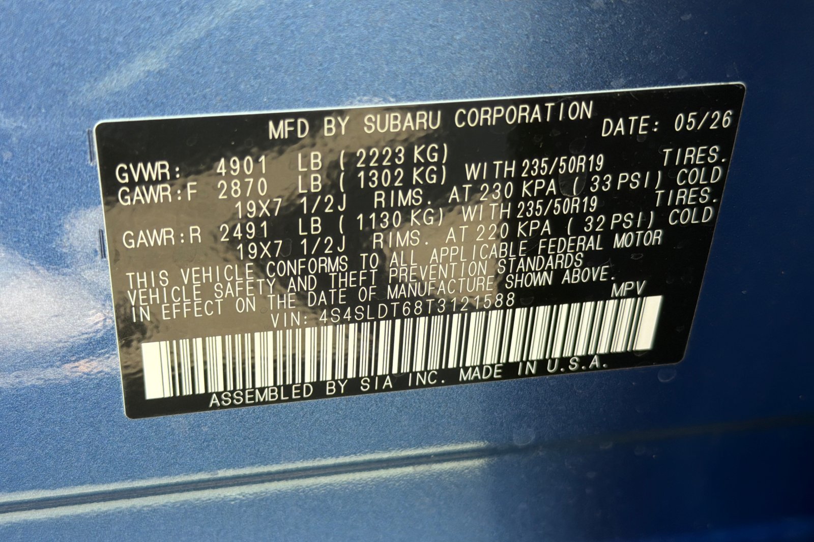 New 2026 DAYBREAK BLUE PEARL Subaru Touring image 27