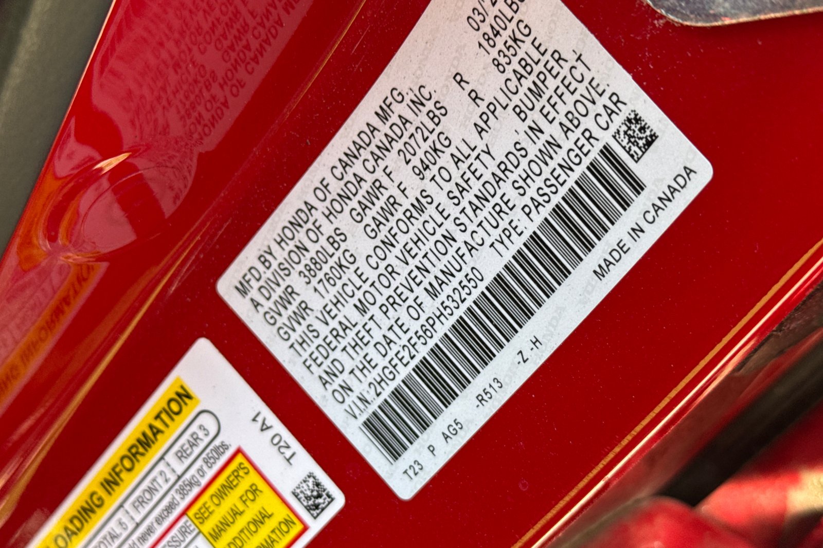 Certified Used 2023 Rallye Red Honda Sport image 12