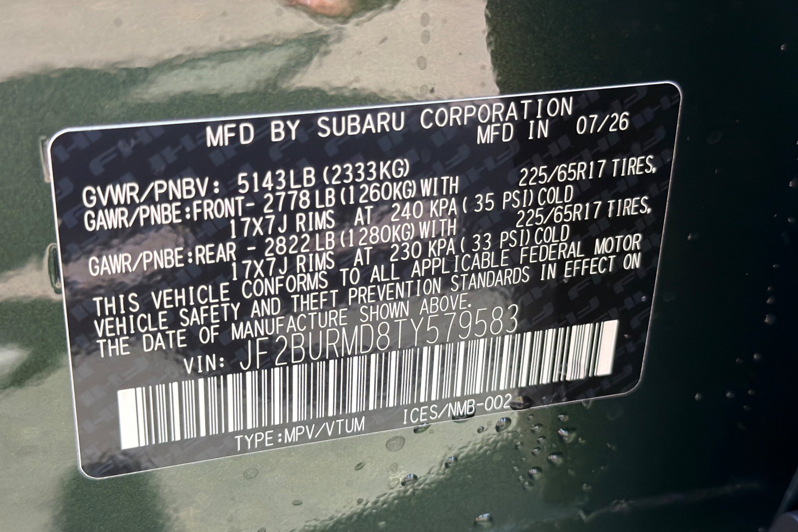 New 2026 DEEP EMERALD GREEN PEARL Subaru Wilderness image 27