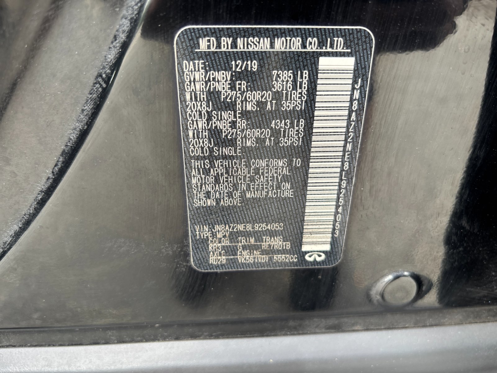 Used 2020 Black Obsidian INFINITI LUXE image 12