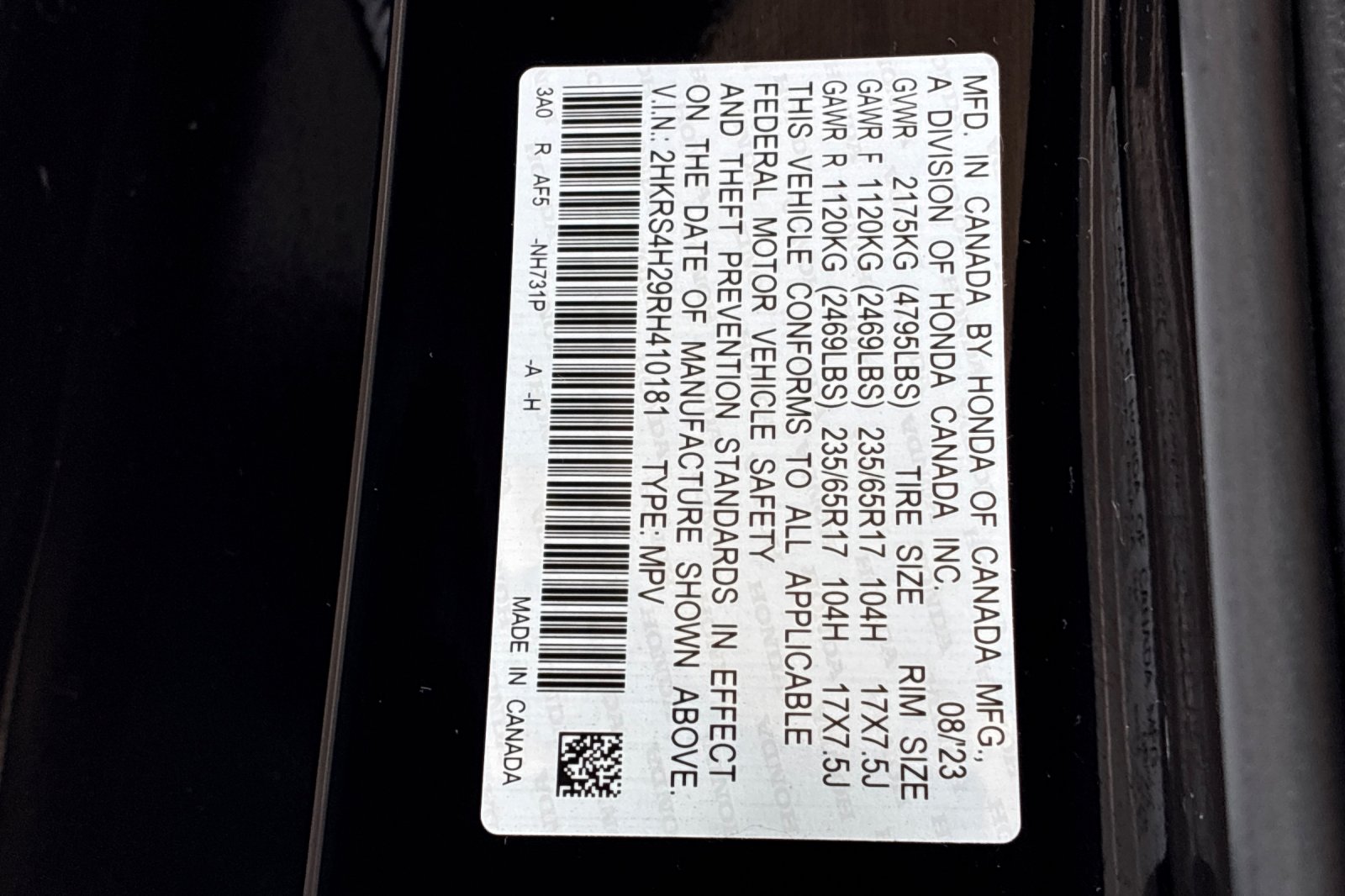Used 2024 Crystal Black Pearl Honda LX image 3