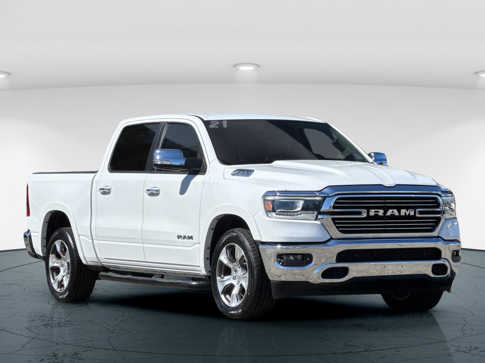 Used 2021 Bright White Clearcoat Ram Laramie 4D Crew Cab image 8