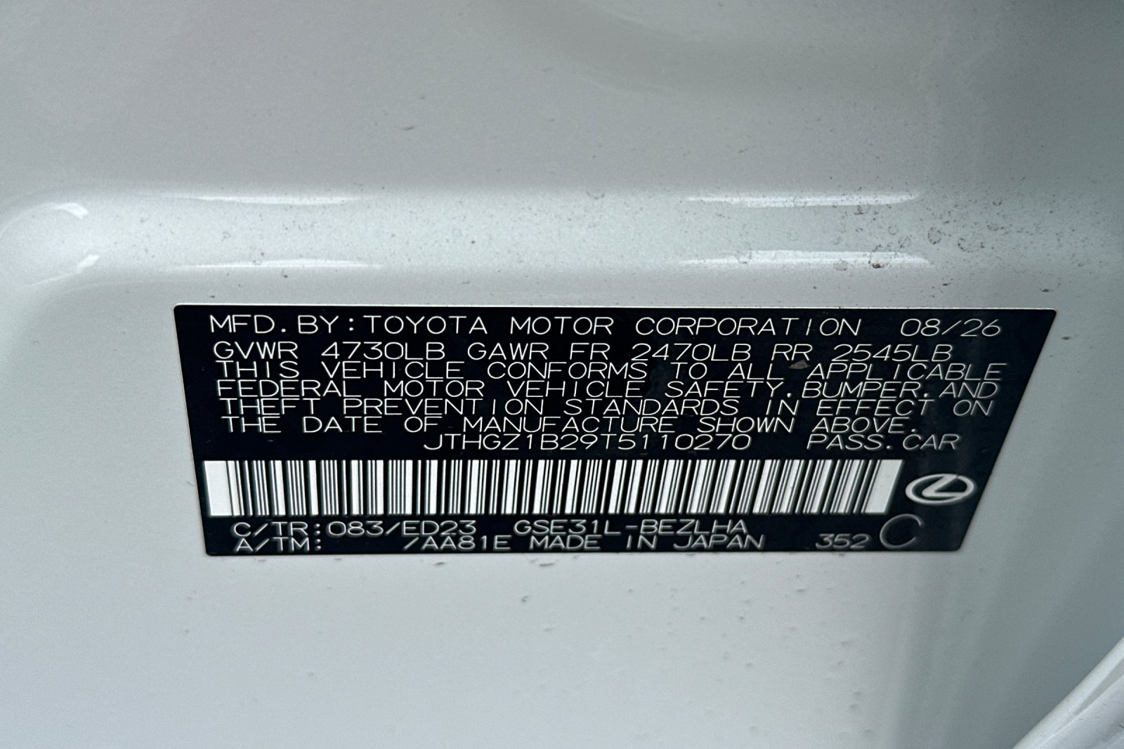 New 2026 Ultra White Lexus  350 F SPORT image 27