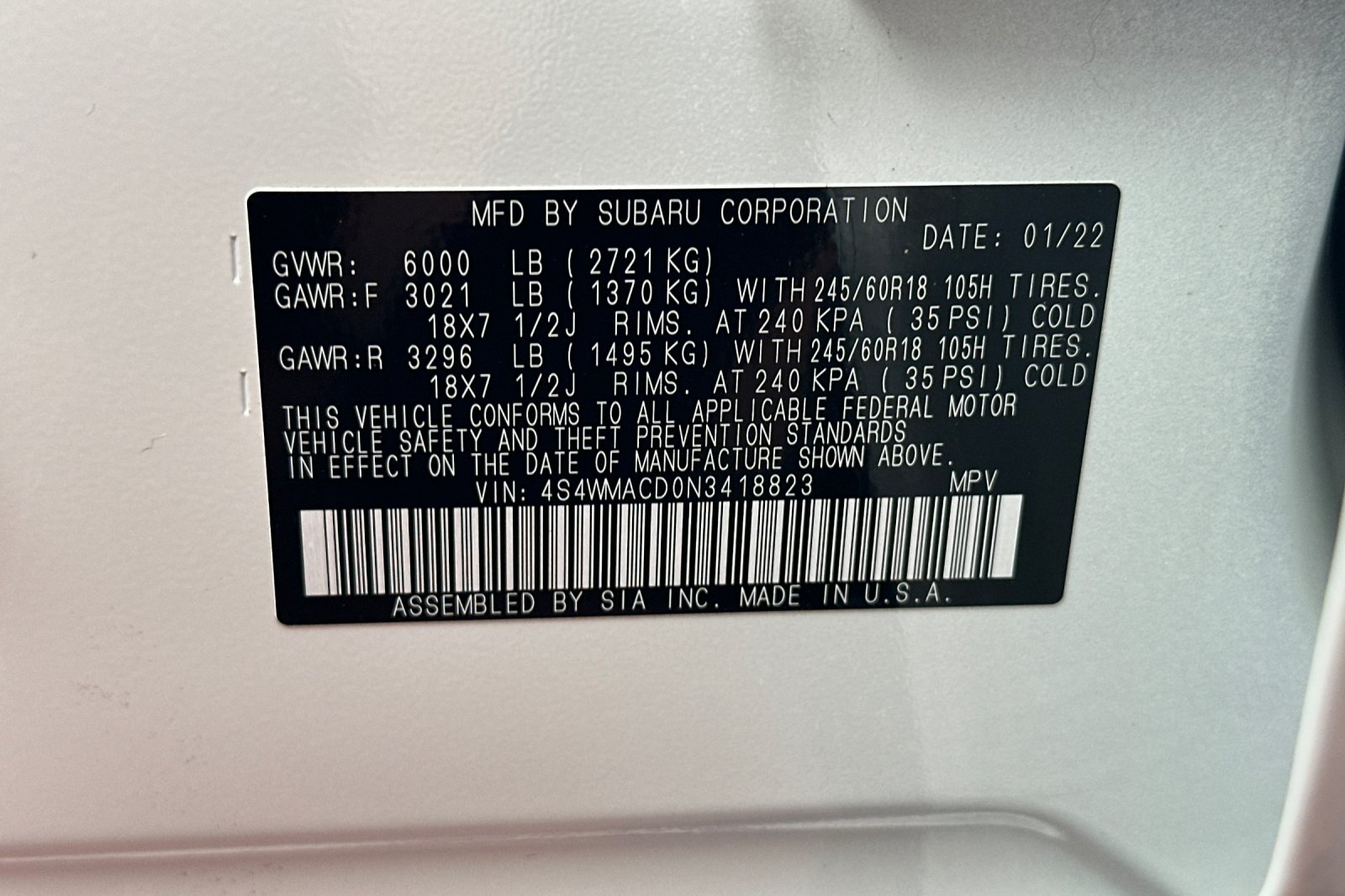 Certified Used 2022 White Subaru Premium image 38