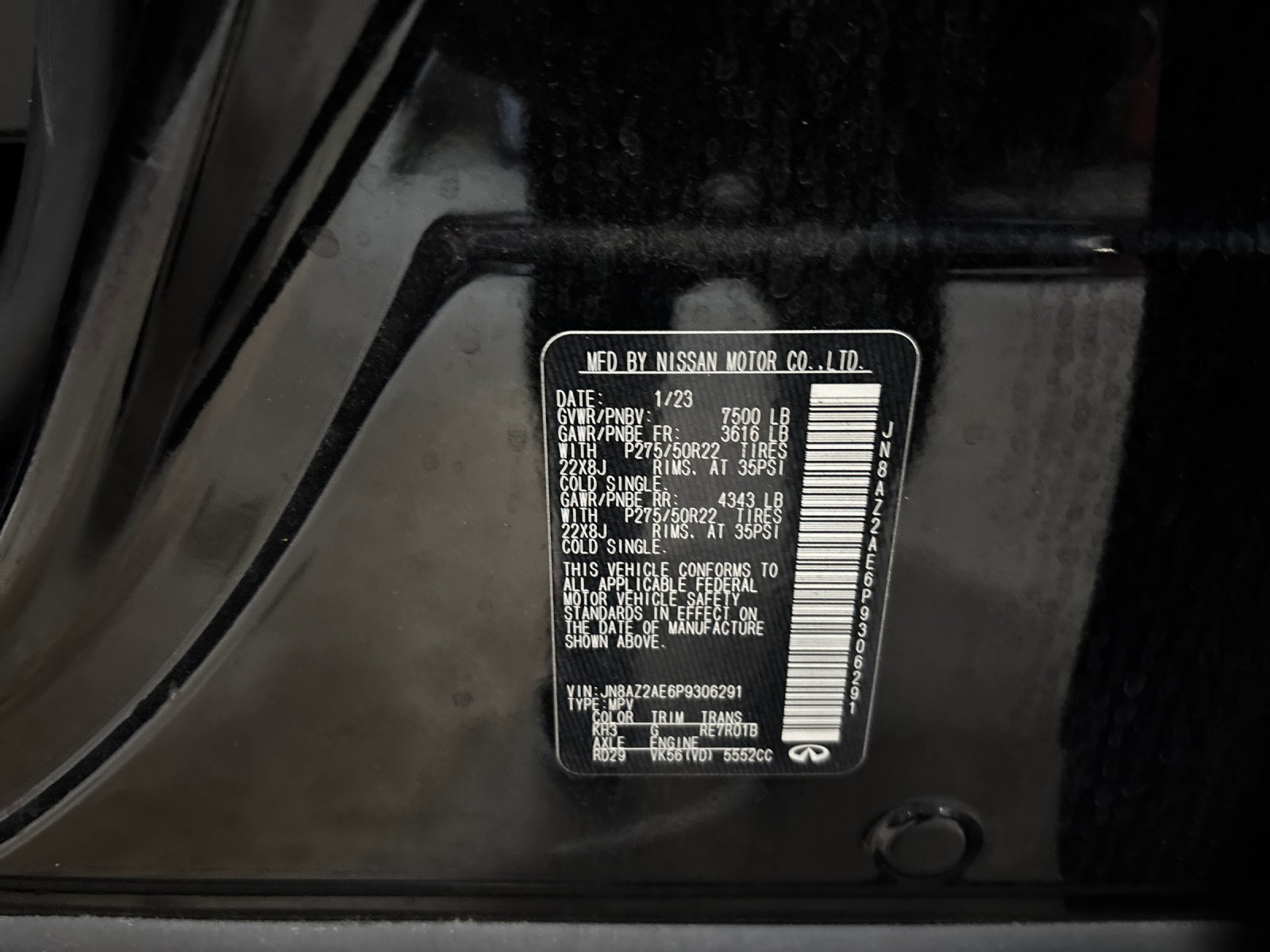 Certified Used 2023 Black Obsidian INFINITI PREMIUM SELECT image 9