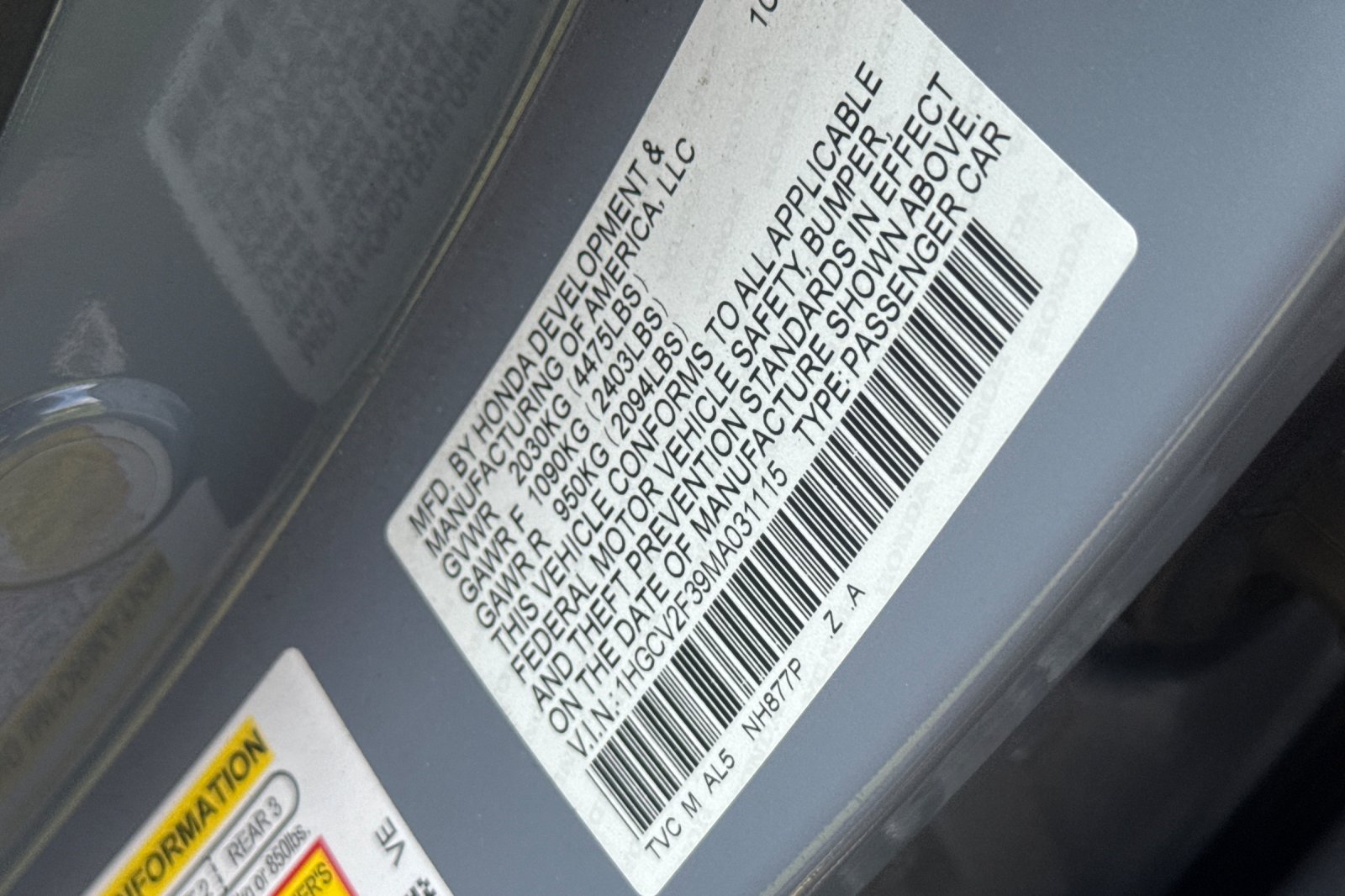 Used 2021 Sonic Gray Pearl Honda Sport 2.0T image 12
