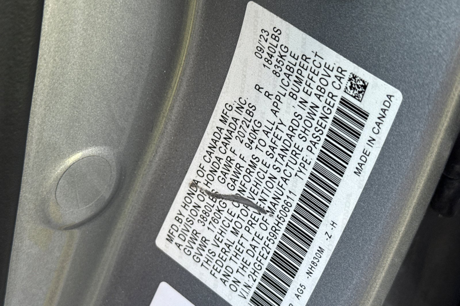 Certified Used 2024 Lunar Silver Metallic Honda Sport image 12