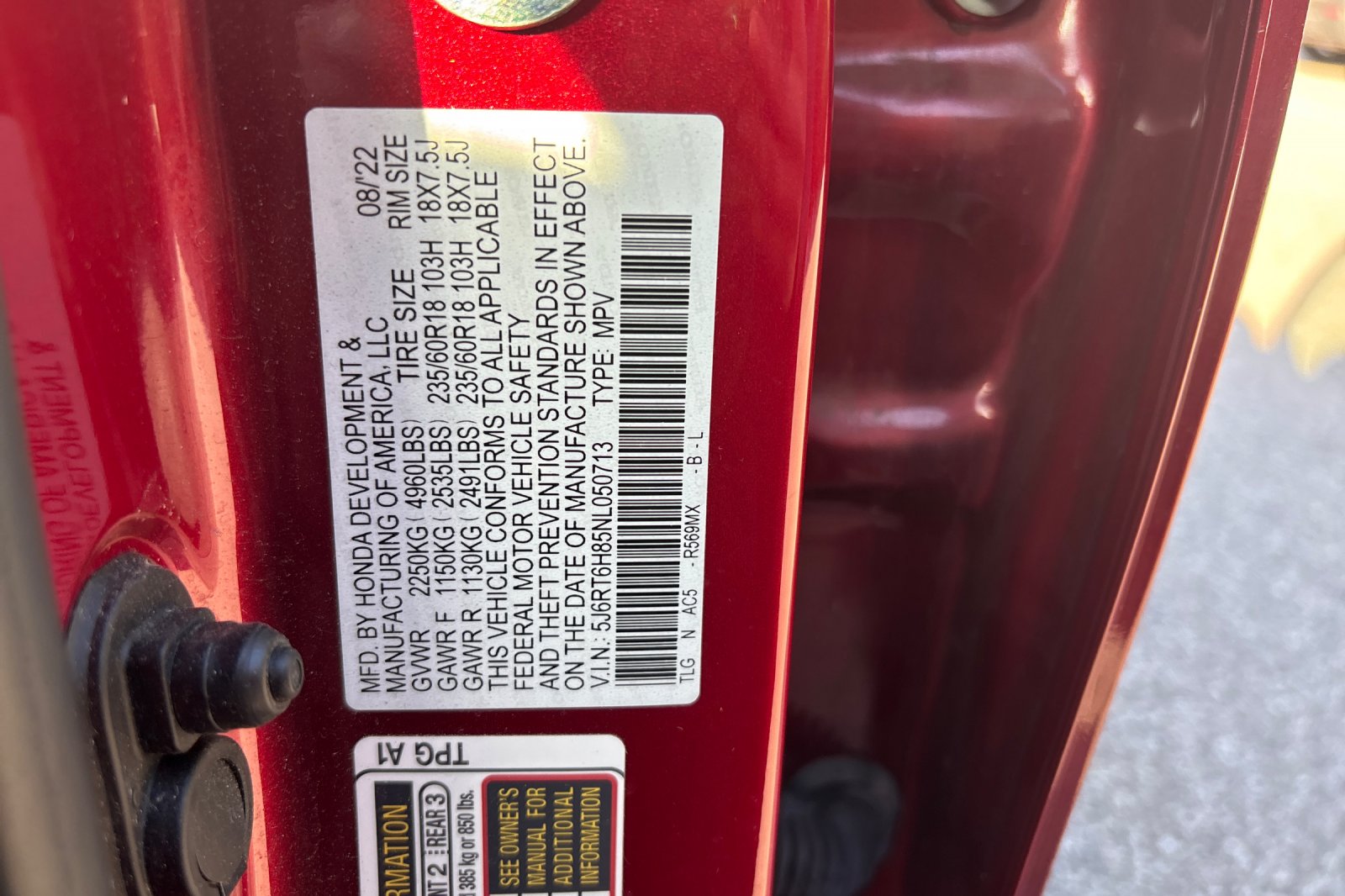 Certified Used 2022 Radiant Red Metallic Honda EX-L image 9