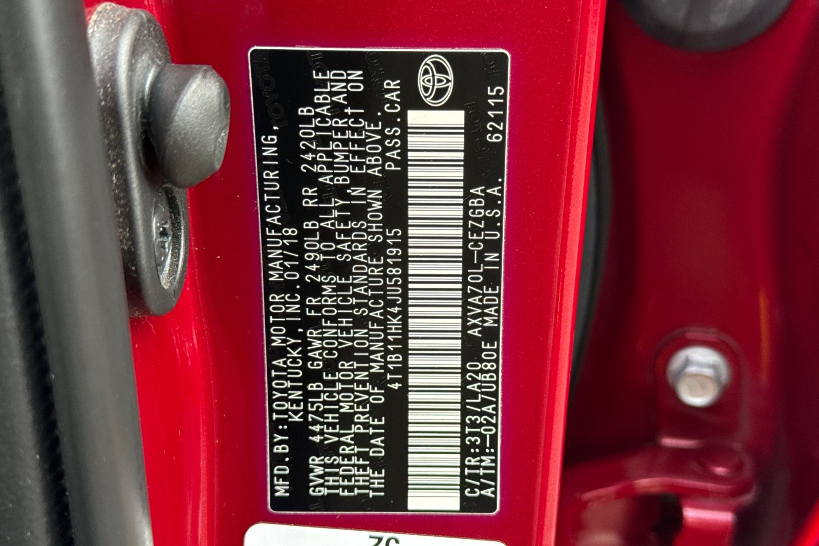 Certified Used 2018 Ruby Flare Pearl Toyota XLE image 27