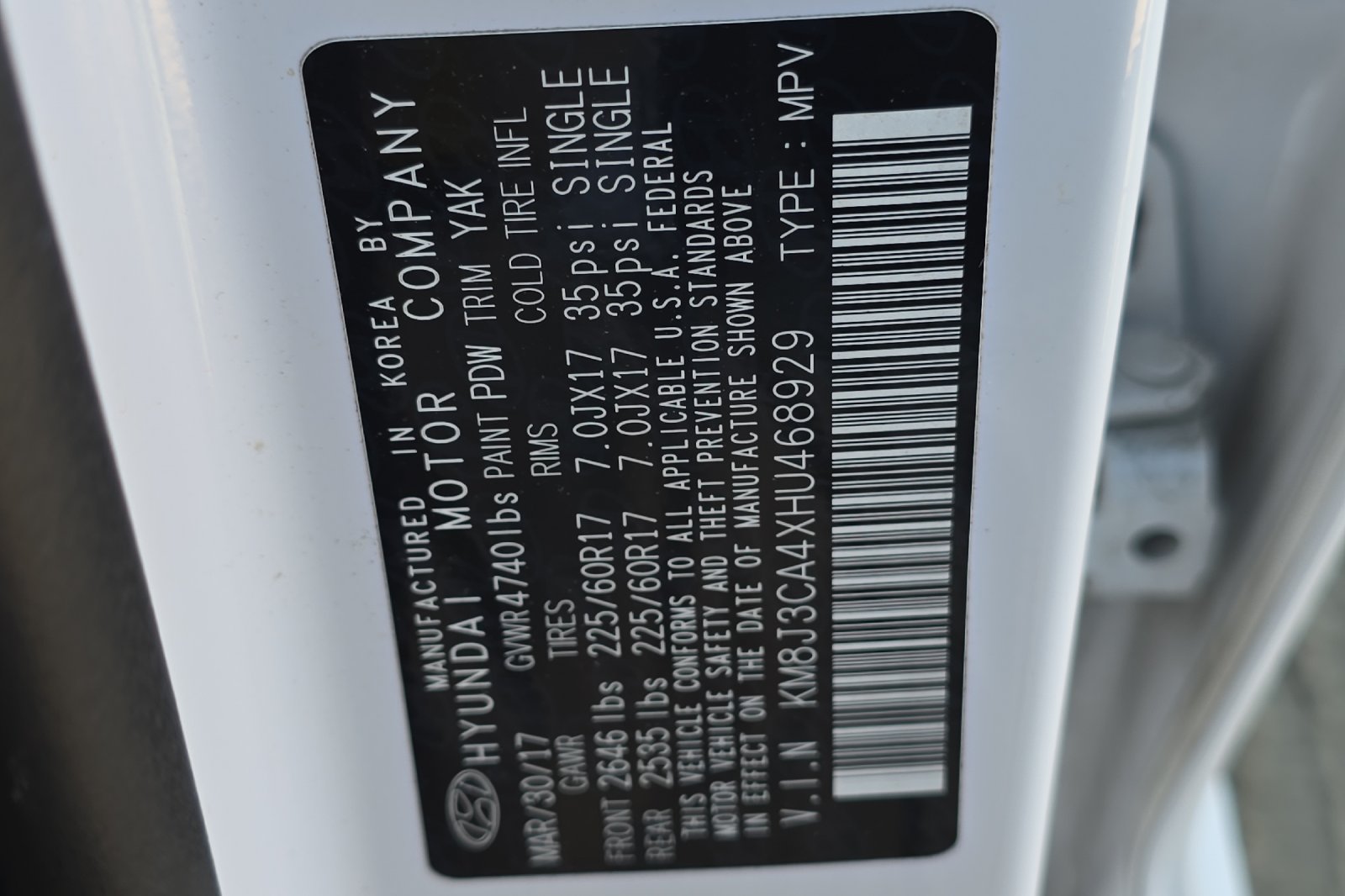 Used 2017 White Hyundai SE Plus image 12