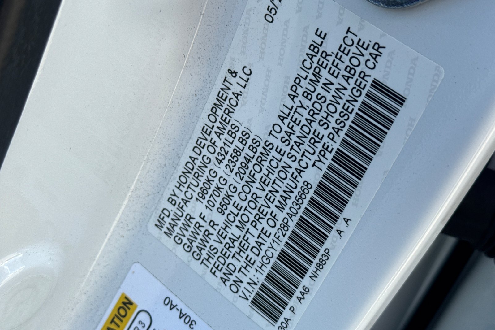 Certified Used 2023 Platinum White Pearl Honda LX image 12