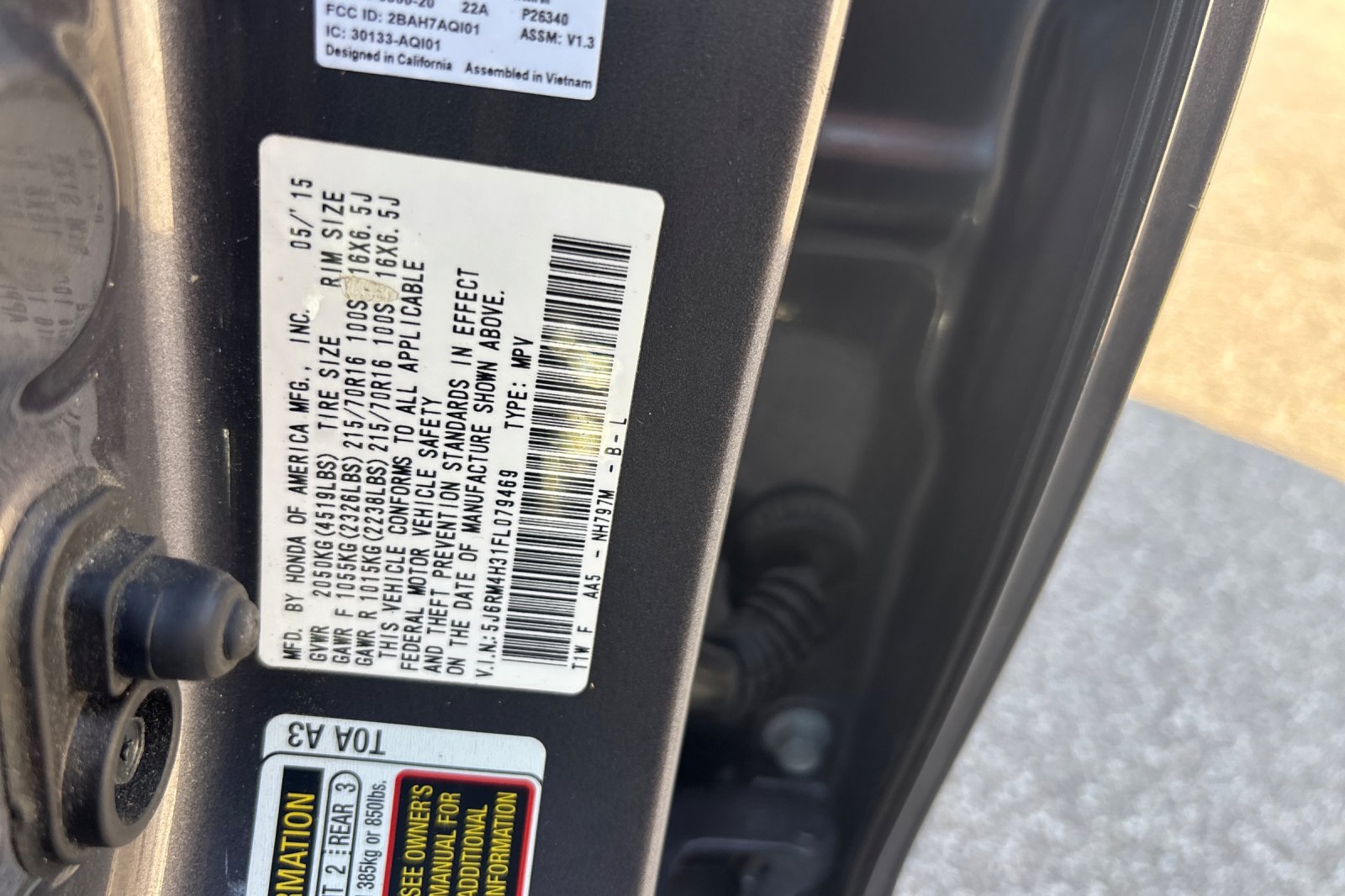 Used 2015 Modern Steel Metallic Honda LX image 35