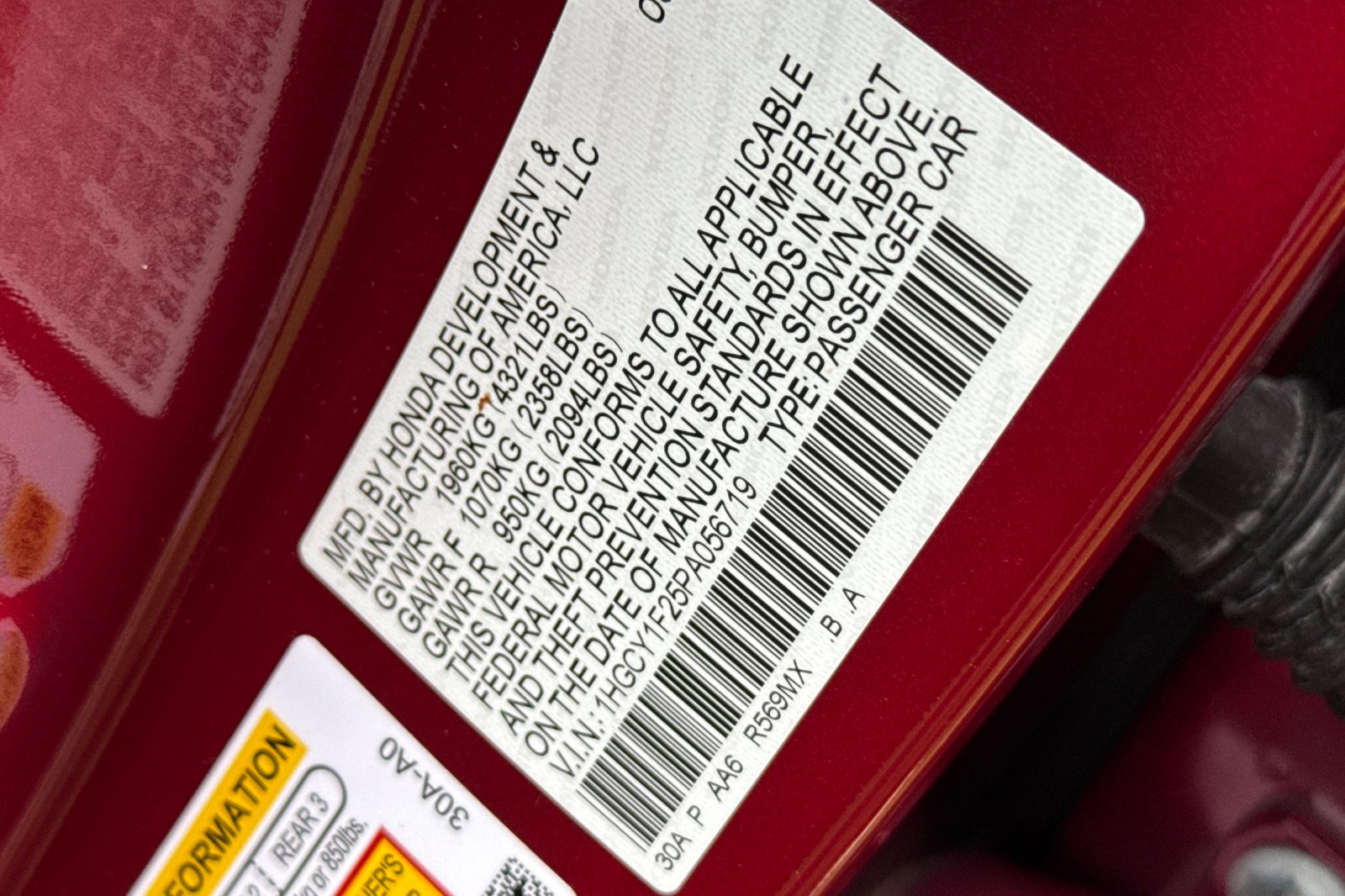 Certified Used 2023 Radiant Red Metallic Honda LX image 12