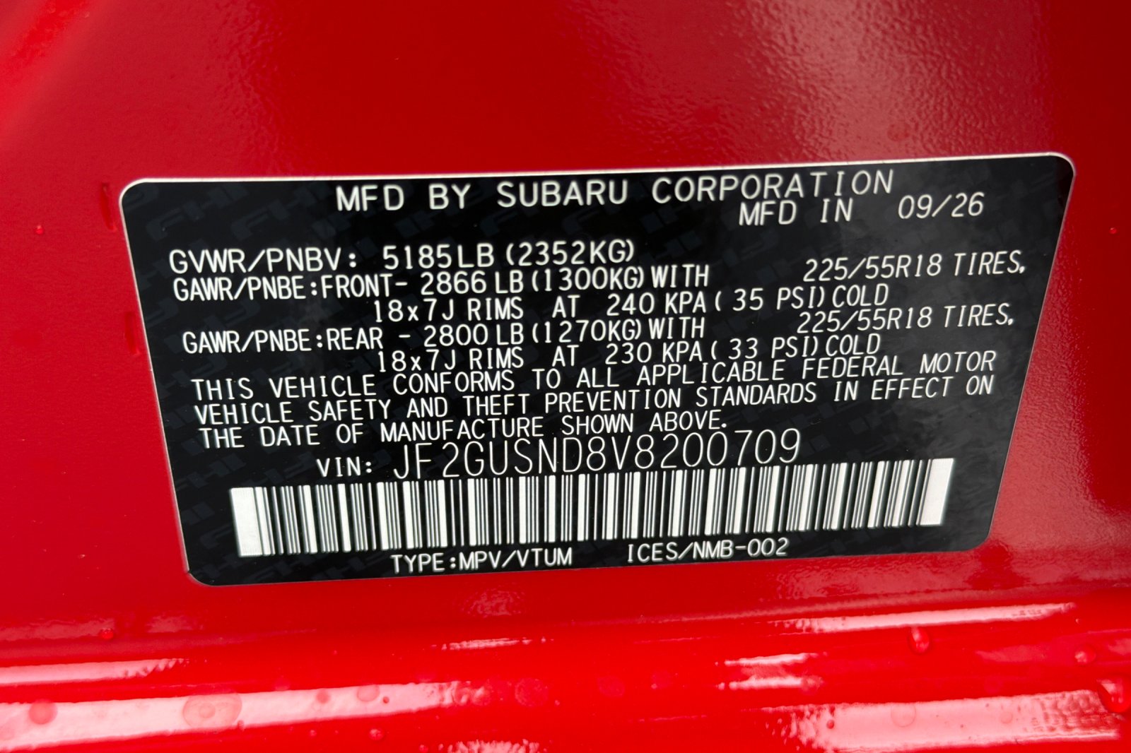 New 2027 IGNITION RED Subaru Limited Hybrid image 27